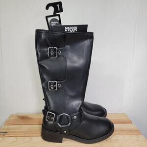 Madden NYC Girls Faux Leather Moto Boots w/ Decorative Buckles - Size 1 NWT